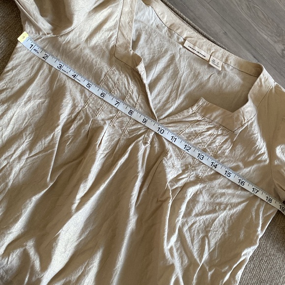 DKNY JEANS gold shimmer light cotton pleat blouse S - Picture 5 of 6